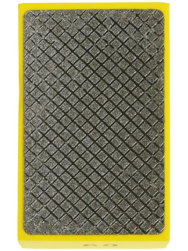 Губка алмазная шлифовальная ТУНДРА, 90×55×30 мм, Р60, для камня, керамогранита, кафеля