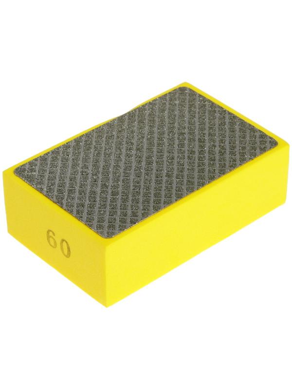 Губка алмазная шлифовальная ТУНДРА, 90×55×30 мм, Р60, для камня, керамогранита, кафеля