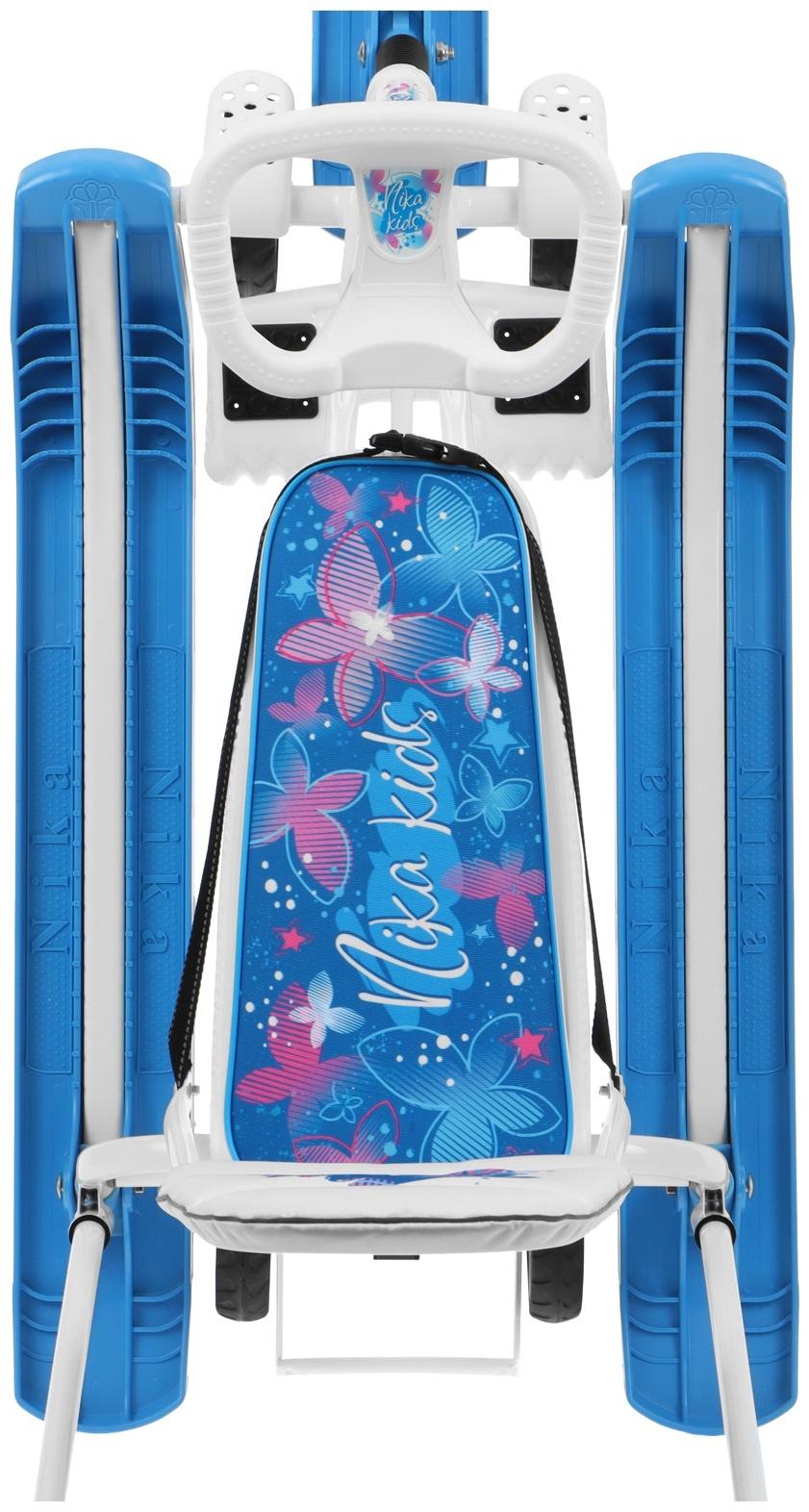 Снегокат с колёсами «Тимка спорт 6 Бабочки», ТС6/БТ, с родительской ручкой, со спинкой и ремнём безопасности