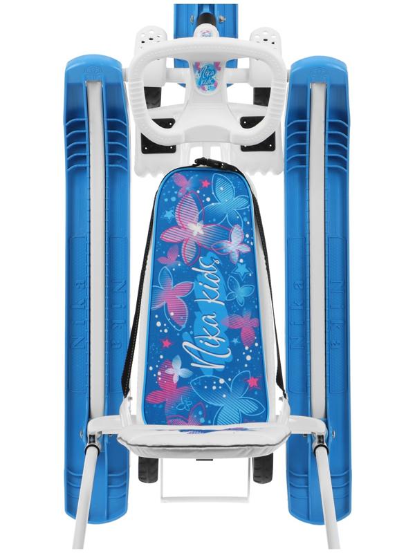 Снегокат с колёсами «Тимка спорт 6 Бабочки», ТС6/БТ, с родительской ручкой, со спинкой и ремнём безопасности