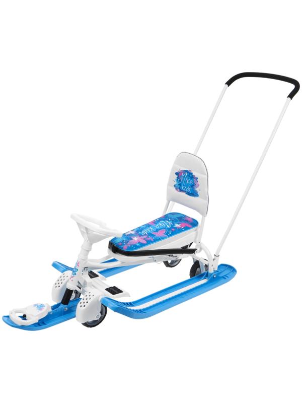 Снегокат с колёсами «Тимка спорт 6 Бабочки», ТС6/БТ, с родительской ручкой, со спинкой и ремнём безопасности