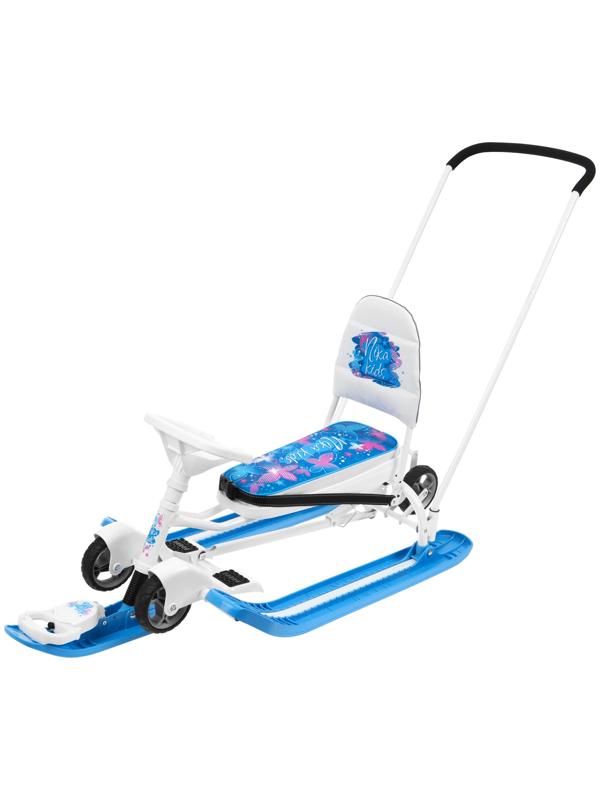 Снегокат с колёсами «Тимка спорт 6 Бабочки», ТС6/БТ, с родительской ручкой, со спинкой и ремнём безопасности