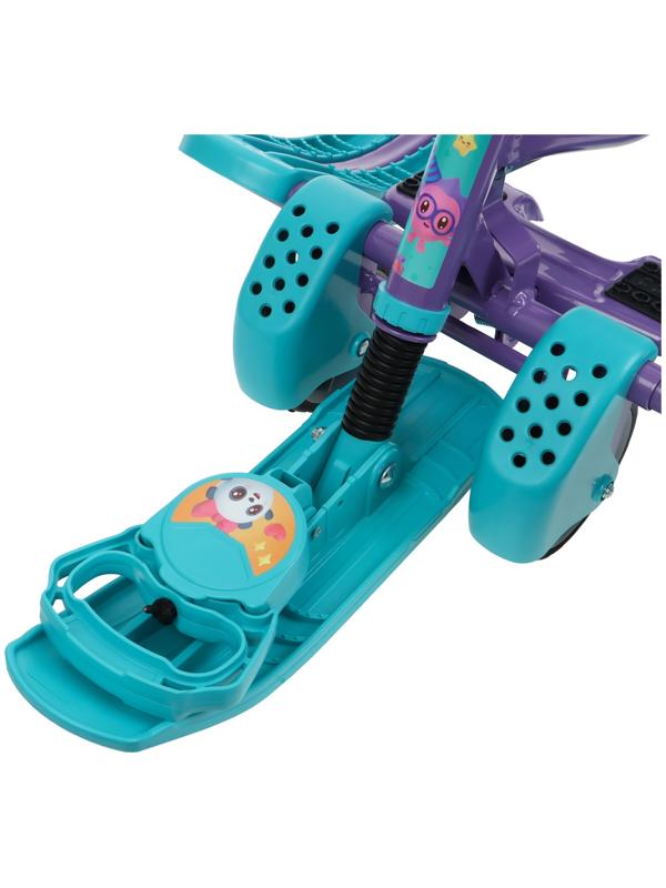 Снегокат с колёсами «Тимка спорт 6 Малышарики», ТС6/МШ1, с родительской ручкой, со спинкой и ремнём безопасности