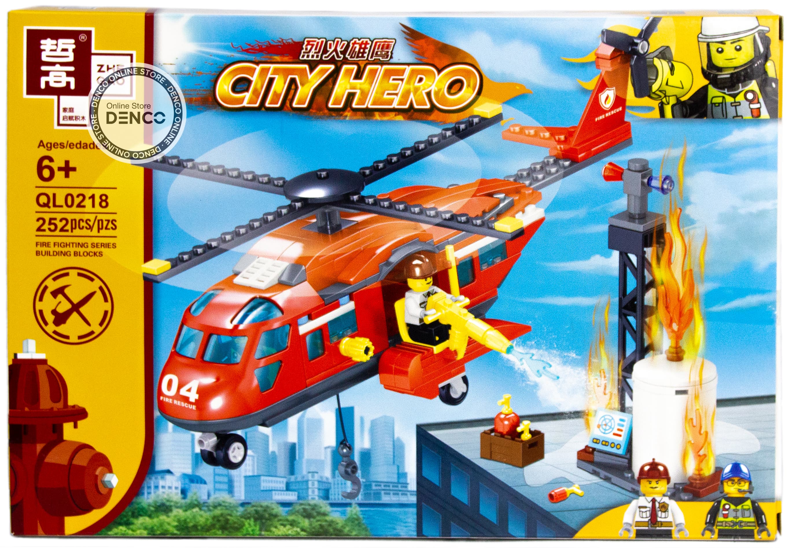Конструктор Zhe Gao «Пожарный вертолет» QL0218 (City) 252 детали