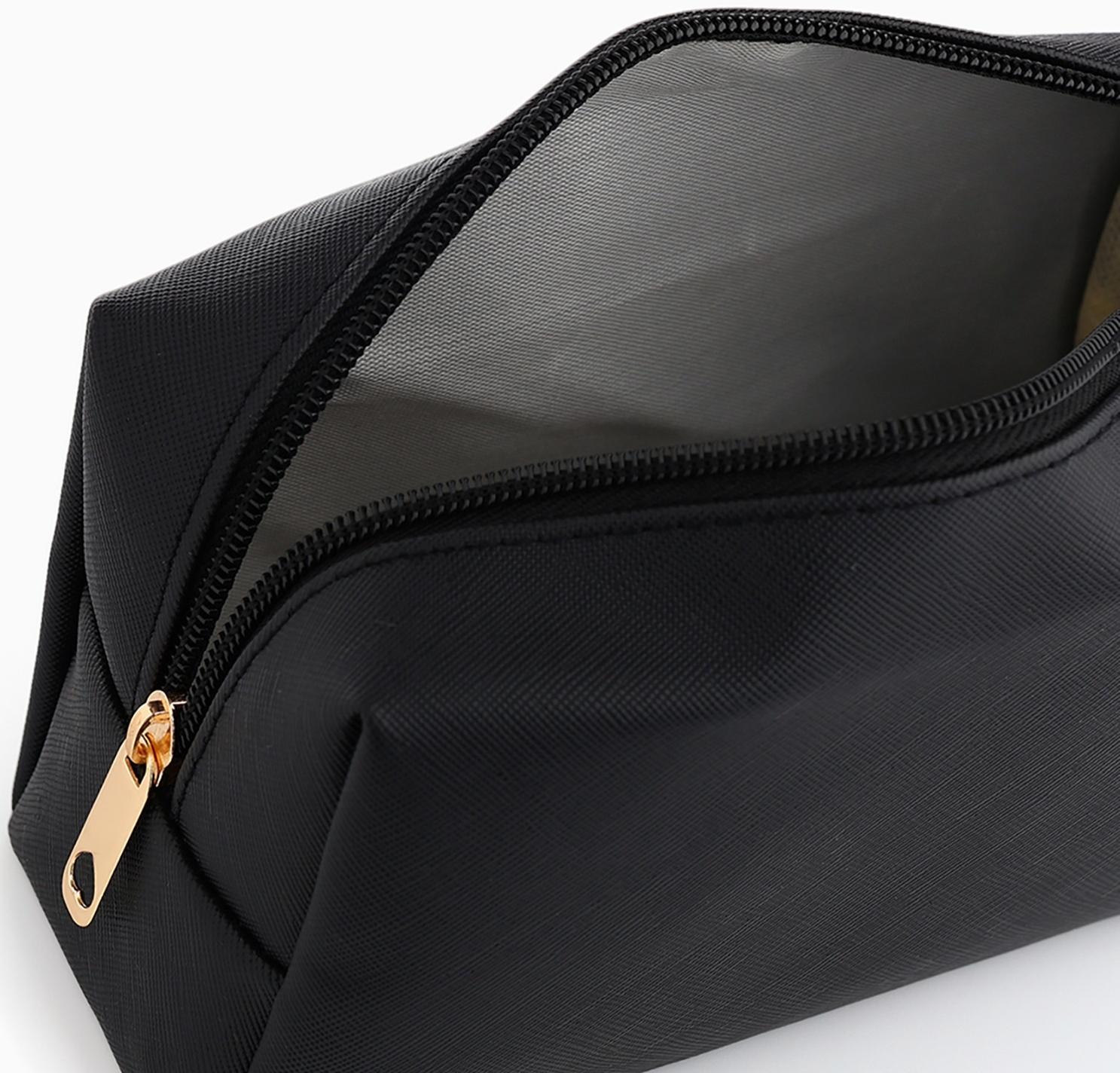 Косметичка женская на молнии, маленькая, объёмная, чёрная