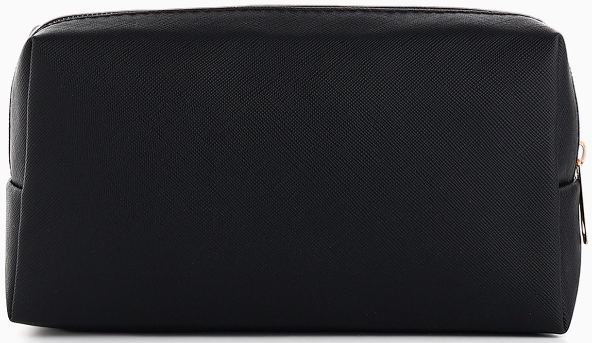 Косметичка женская на молнии, маленькая, объёмная, чёрная