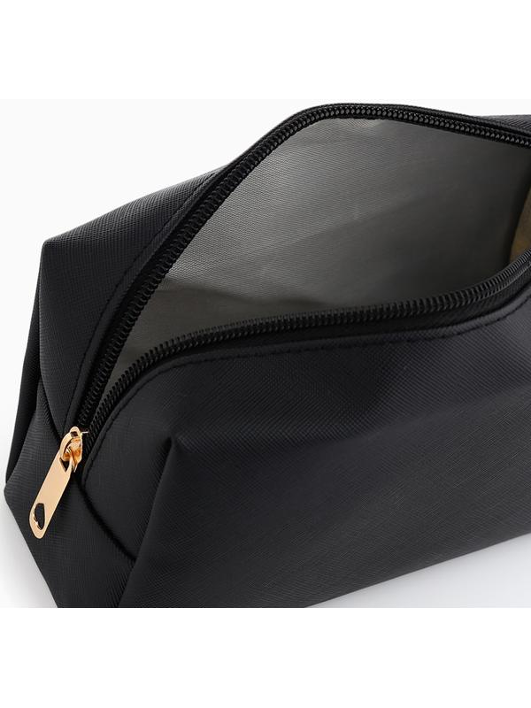 Косметичка женская на молнии, маленькая, объёмная, чёрная