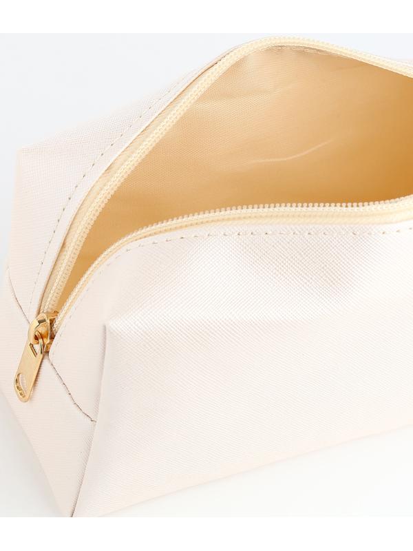 Косметичка женская на молнии, маленькая, объёмная, белая