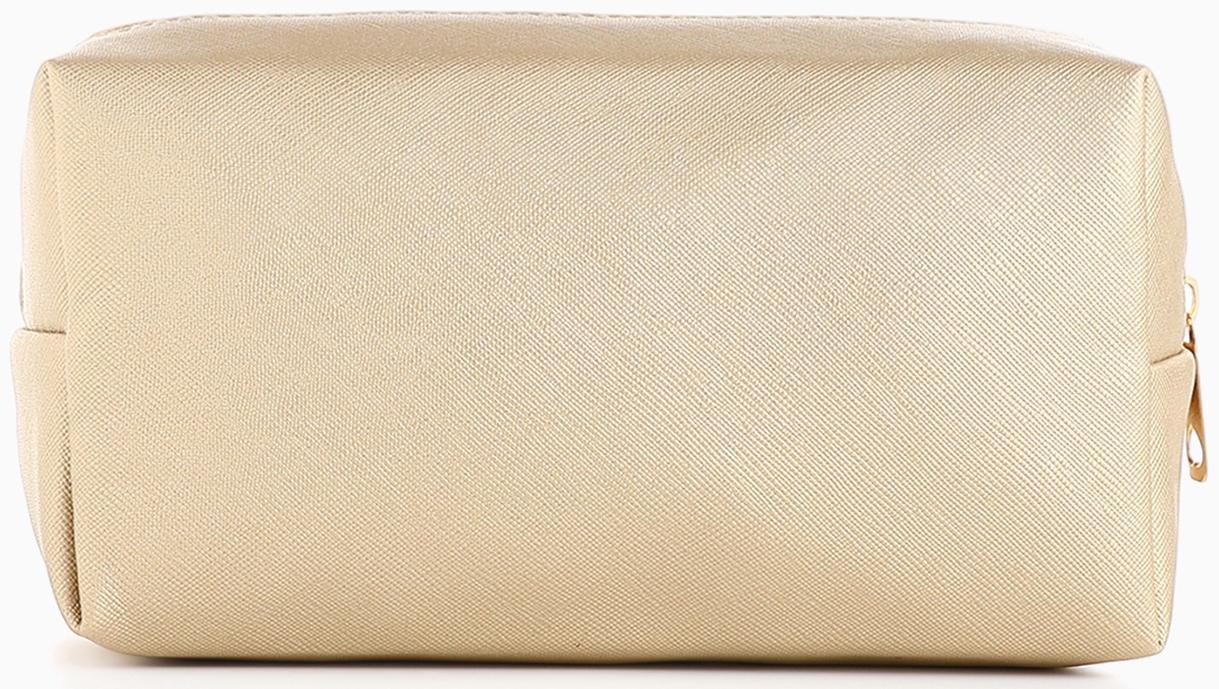 Косметичка женская на молнии, маленькая, объёмная, золотая