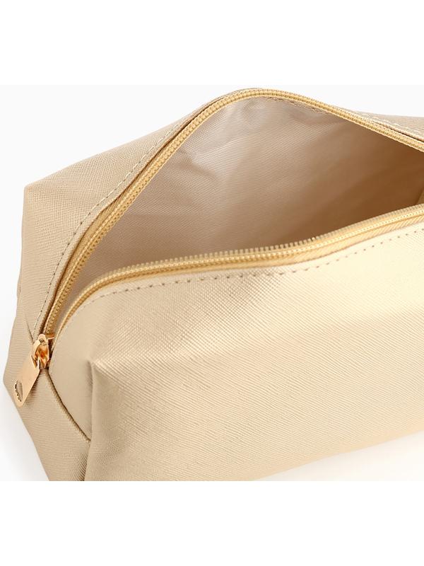 Косметичка женская на молнии, маленькая, объёмная, золотая