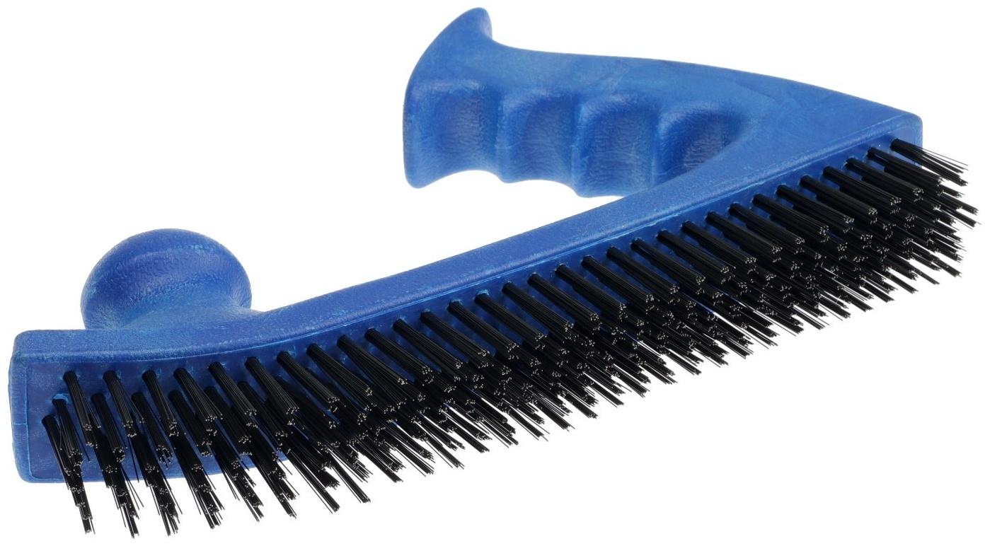 Щетка металлическая двуручная ТУНДРА, пластиковая рукоятка, 5-рядная, стальная щетина