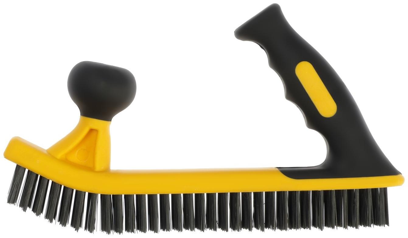 Щетка металлическая двуручная ТУНДРА, двухкомпонентная рукоятка, 5-рядная, стальная щетина