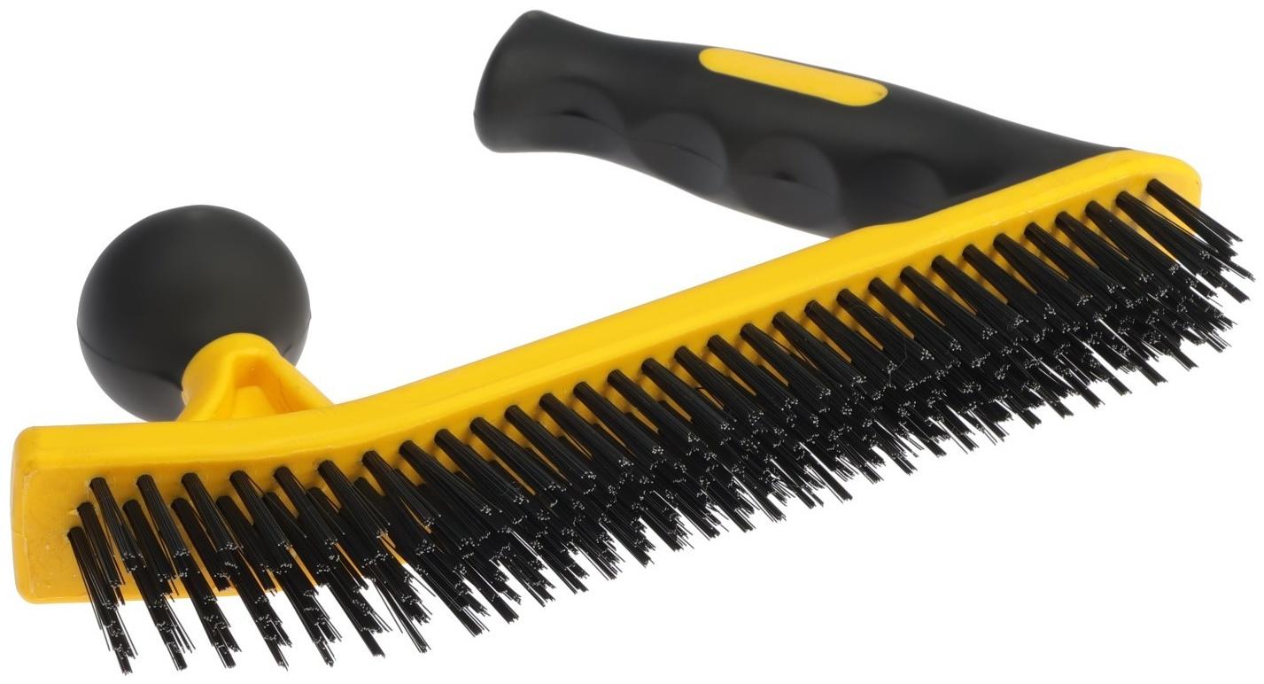 Щетка металлическая двуручная ТУНДРА, двухкомпонентная рукоятка, 5-рядная, стальная щетина