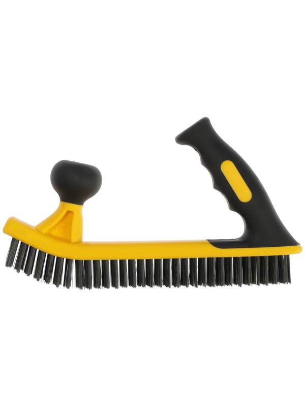 Щетка металлическая двуручная ТУНДРА, двухкомпонентная рукоятка, 5-рядная, стальная щетина