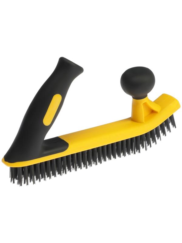 Щетка металлическая двуручная ТУНДРА, двухкомпонентная рукоятка, 5-рядная, стальная щетина