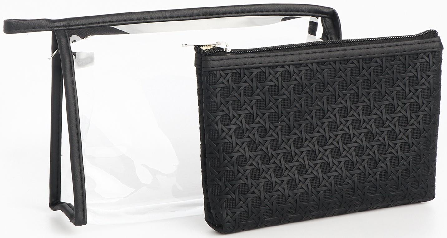 Набор простых косметичек на молниях 2 в 1, чёрный