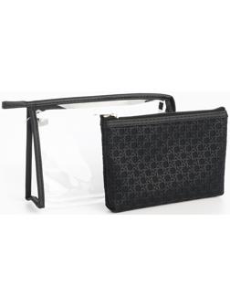 Набор простых косметичек на молниях 2 в 1, чёрный