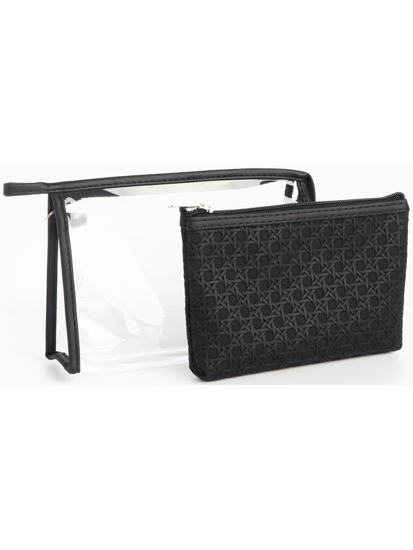 Набор простых косметичек на молниях 2 в 1, чёрный