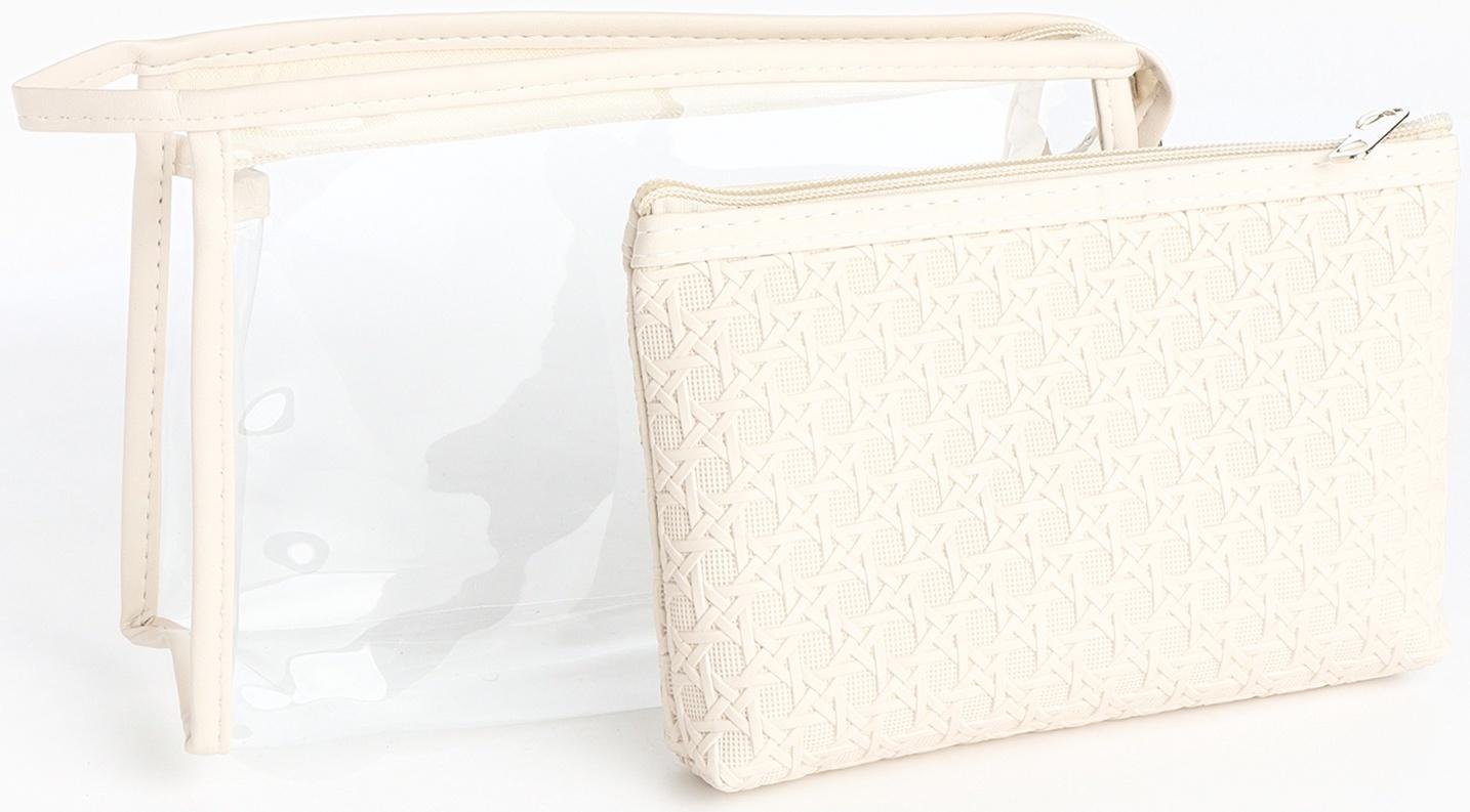 Набор простых косметичек на молниях 2 в 1, молочный