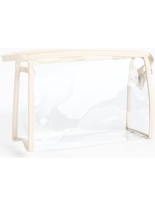 Набор простых косметичек на молниях 2 в 1, молочный