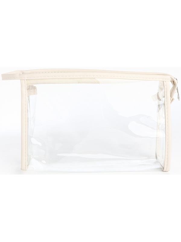 Набор простых косметичек на молниях 2 в 1, молочный