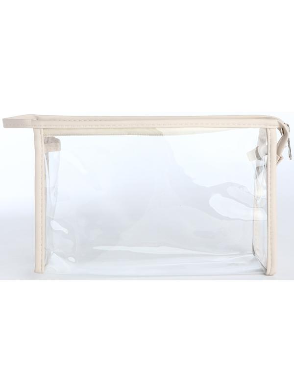 Набор простых косметичек на молниях 2 в 1, молочный