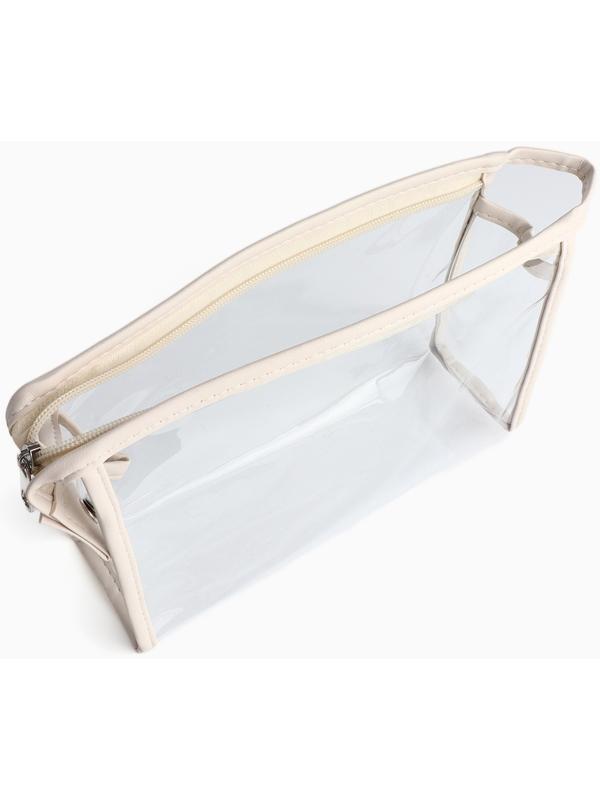 Набор простых косметичек на молниях 2 в 1, молочный