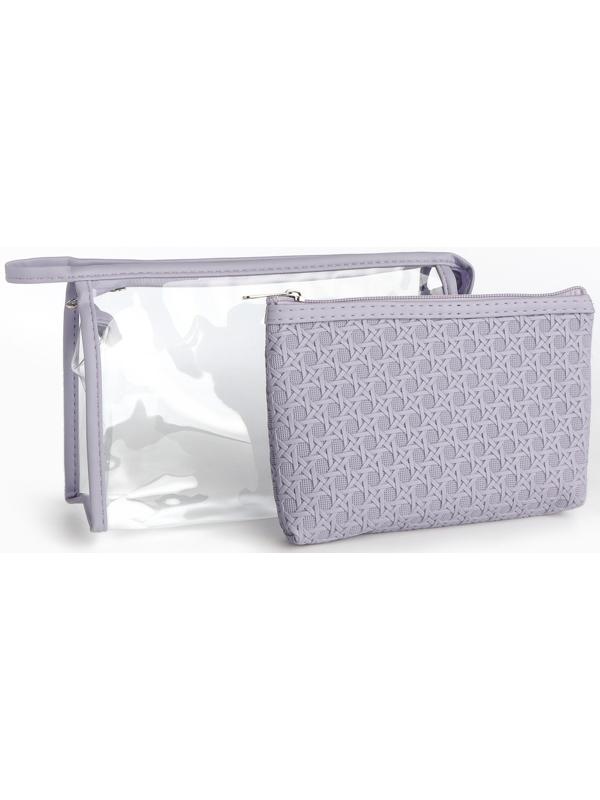 Набор простых косметичек на молниях 2 в 1, сиреневый
