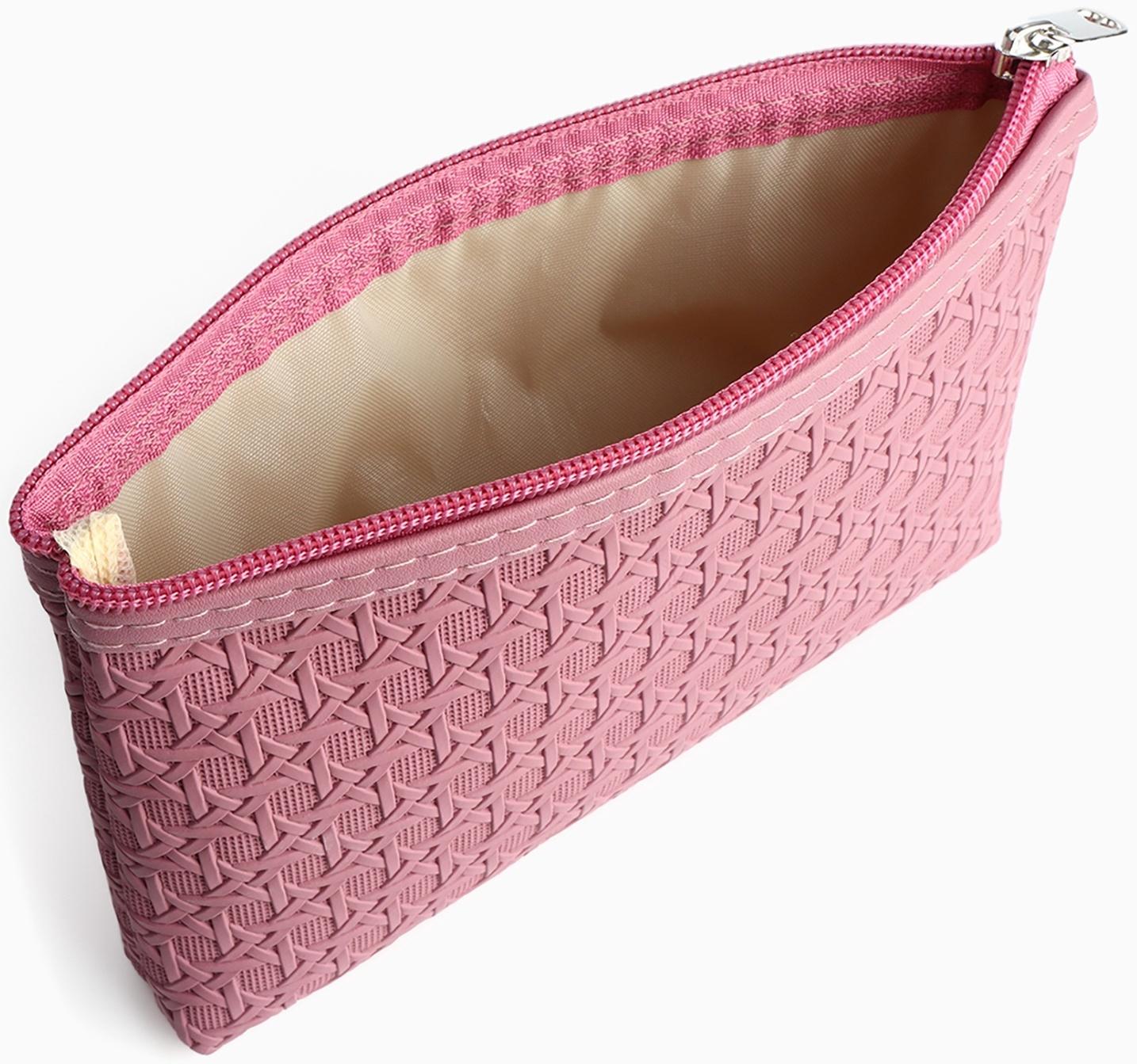 Набор простых косметичек на молниях 2 в 1, пудровый