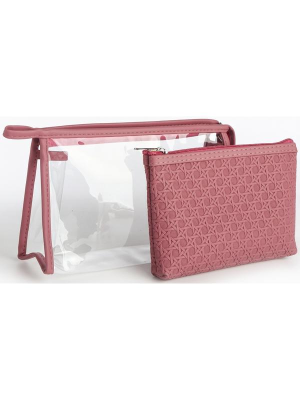 Набор простых косметичек на молниях 2 в 1, пудровый