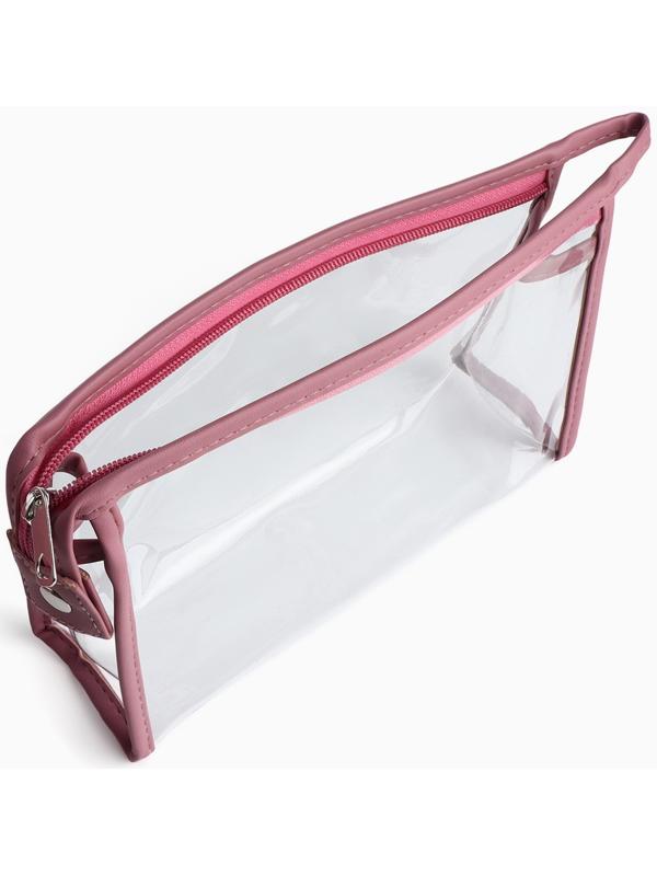 Набор простых косметичек на молниях 2 в 1, пудровый