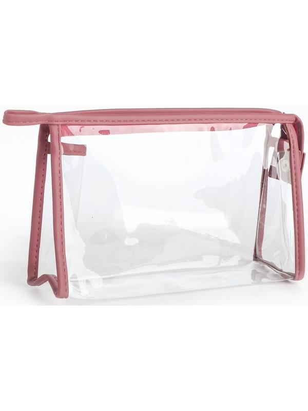 Набор простых косметичек на молниях 2 в 1, пудровый