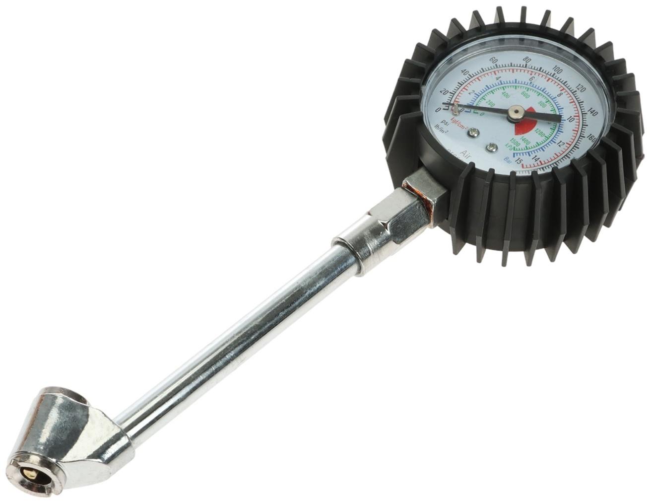 Манометр прорезиненный, шланг 19 см, 15 бар