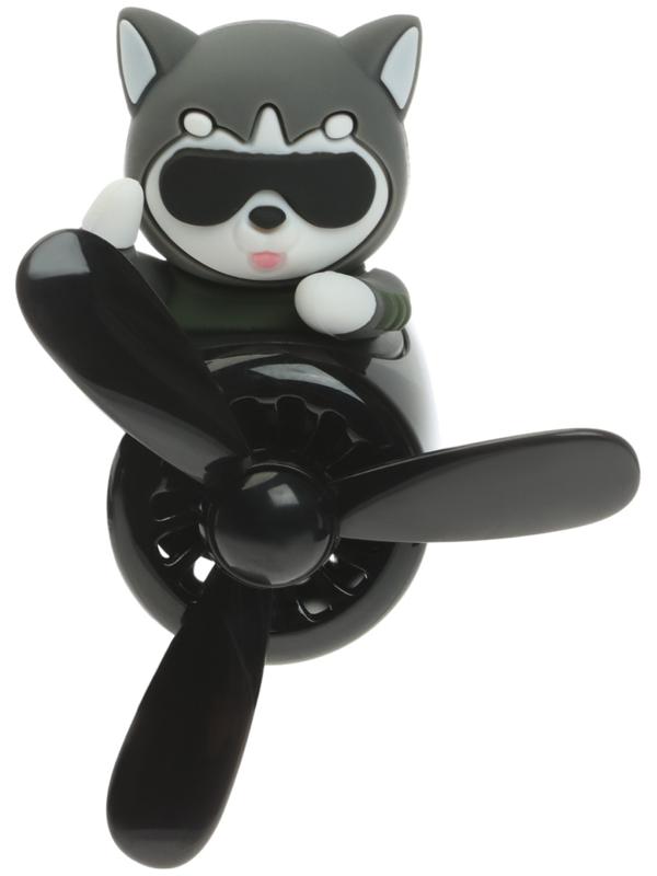 Ароматизатор в воздуховод, Котик пилот, 2 аромата, черно-серый