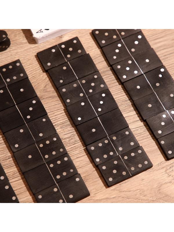 Игра настольная 3в1 (домино + кубики + карты) полирезин, МДФ