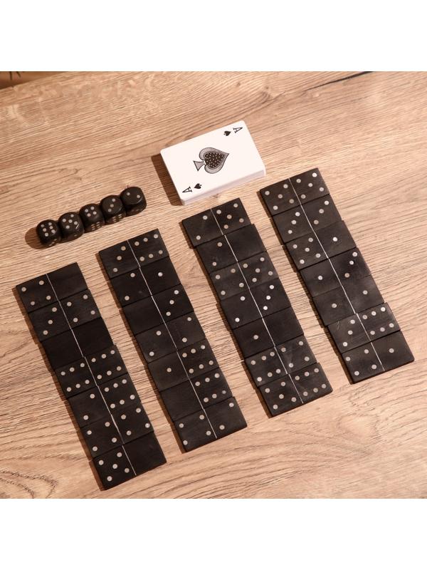 Игра настольная 3в1 (домино + кубики + карты) полирезин, МДФ