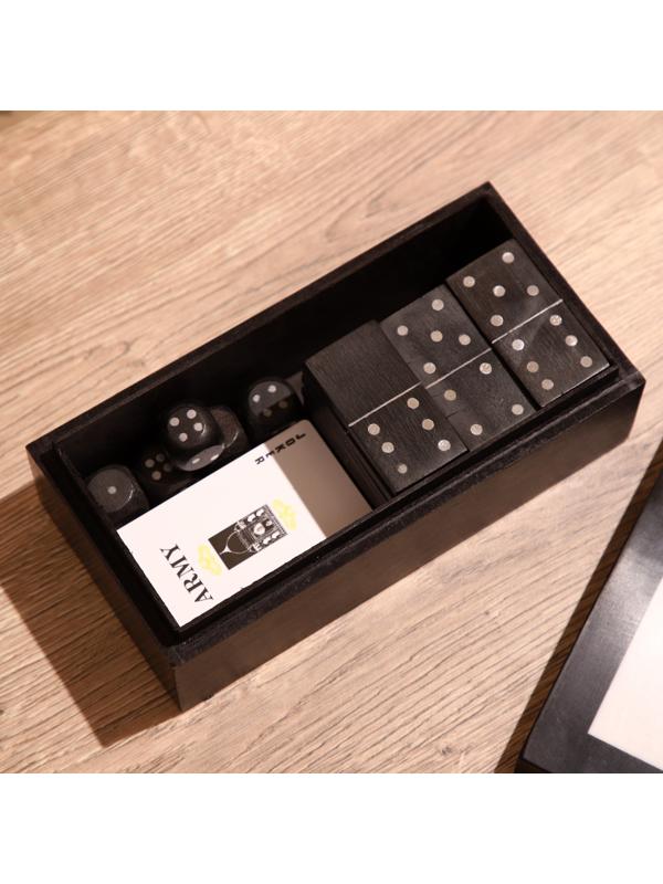 Игра настольная 3в1 (домино + кубики + карты) полирезин, МДФ