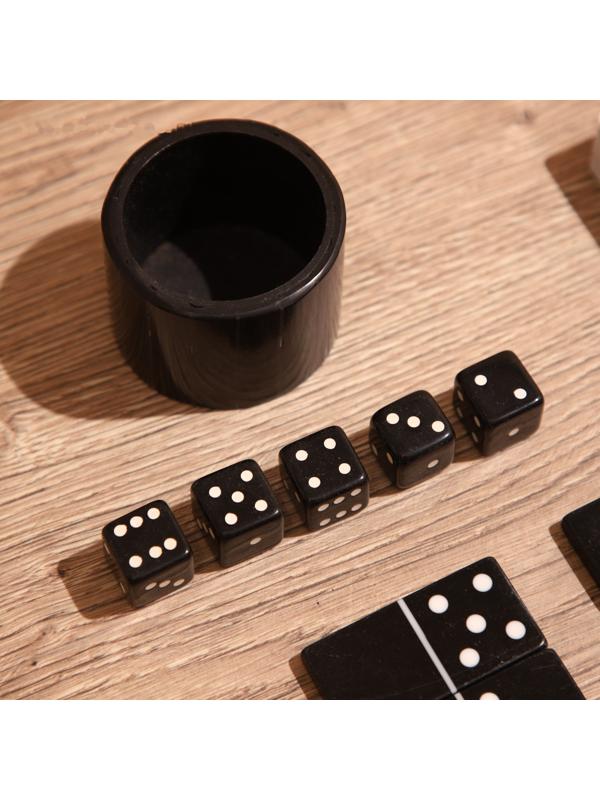 Игра настольная 3в1 (домино + кубики + карты) полирезин, МДФ