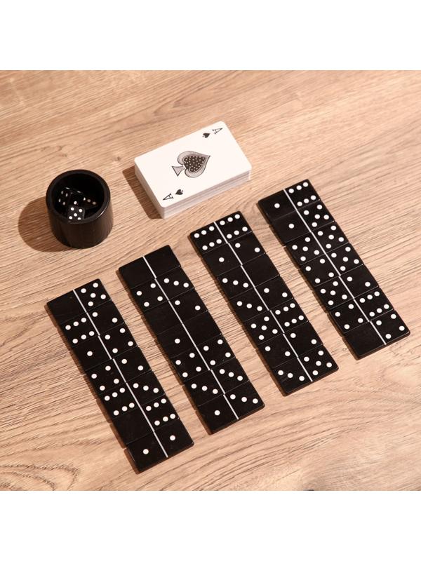 Игра настольная 3в1 (домино + кубики + карты) полирезин, МДФ