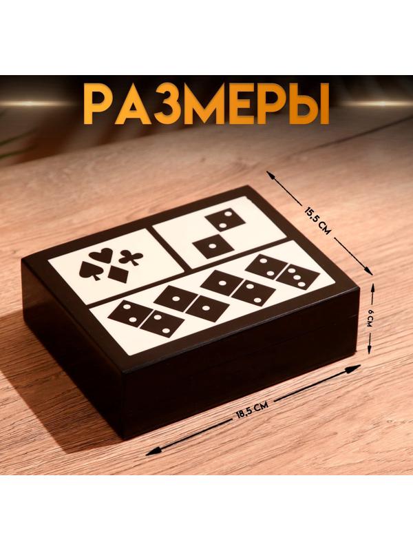 Игра настольная 3в1 (домино + кубики + карты) полирезин, МДФ