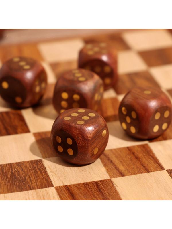 Игра настольная 3в1 (шахматы + домино + кубики), доска 20х20 см, дерево шишам