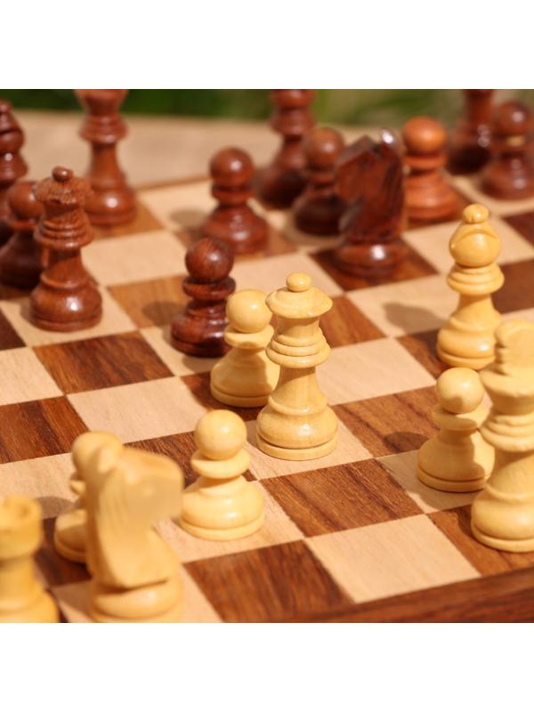 Игра настольная 3в1 (шахматы + домино + кубики), доска 20х20 см, дерево шишам