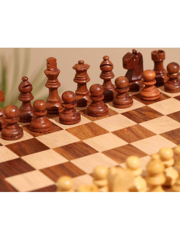 Игра настольная 3в1 (шахматы + домино + кубики), доска 20х20 см, дерево шишам