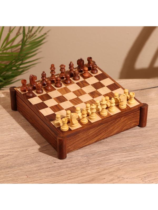 Игра настольная 3в1 (шахматы + домино + кубики), доска 20х20 см, дерево шишам