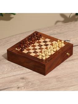 Шахматы нескладные с выдвижными ящичками, доска 20х20 см, дерево шишам