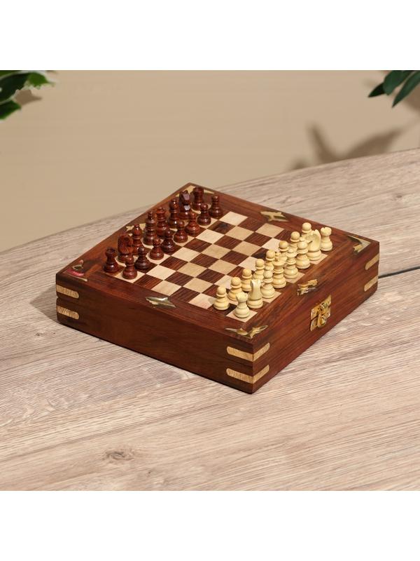 Шахматы складные, доска 20х20 см, дерево шишам