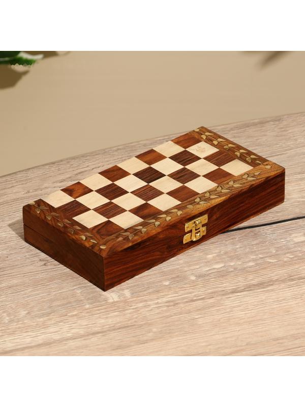 Шахматы складные, доска 25х25 см, дерево шишам