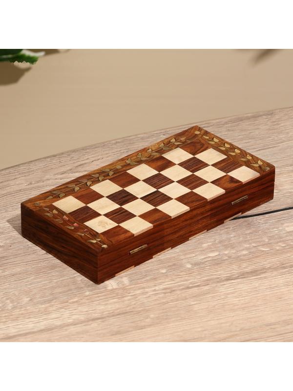 Шахматы складные, доска 25х25 см, дерево шишам