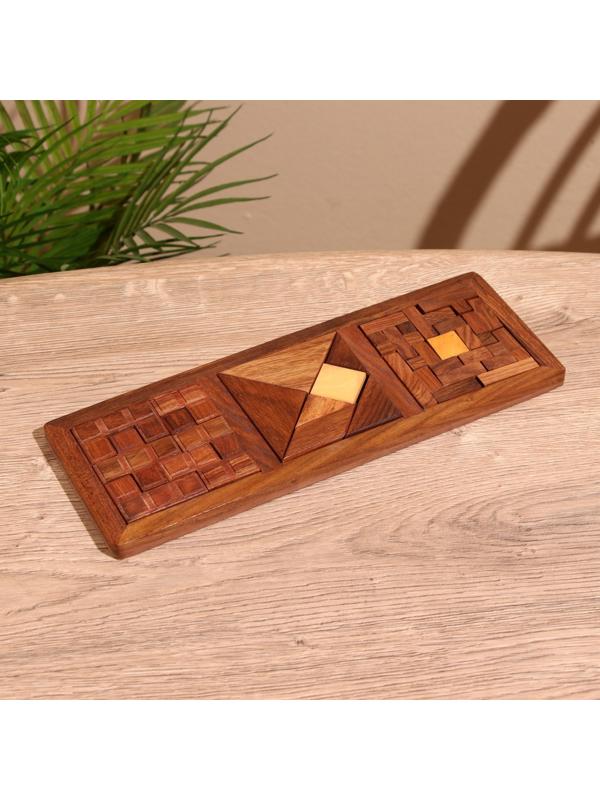 Игра настольная головоломка 3в1 28,5х10,5х1 см, дерево шишам