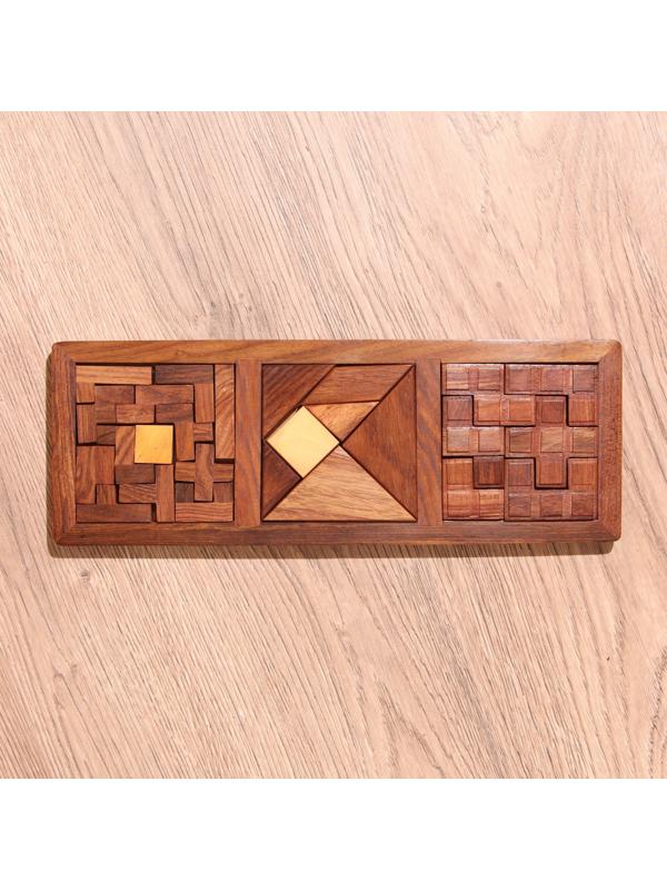 Игра настольная головоломка 3в1 28,5х10,5х1 см, дерево шишам